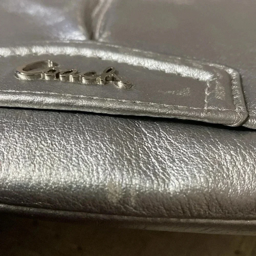 Coach Silver Handbag w/ Pink Interior - Picture 5 of 5